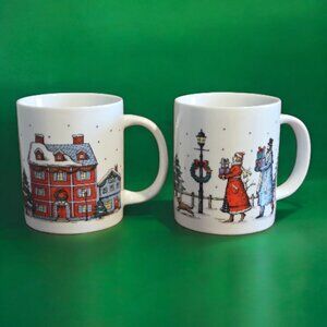 Two (2) Vintage 1993 Sanyei - Miyazaki Create Christmas Mugs 10 oz.